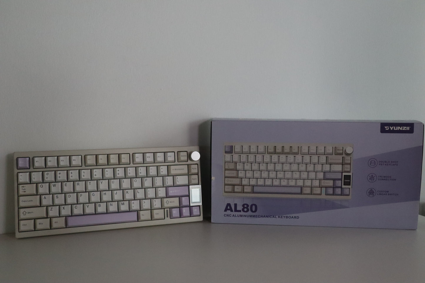 YUNZII AL80 QMK/VIA Alüminyum LCD Mekanik Klavye  Bej / Gateron Zero OUTLET 0403