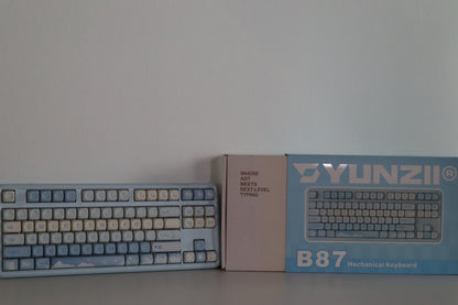 YUNZII B87 Mekanik Klavye Mavi / Ayıcık Tema / Cocoa Cream V2 OUTLET 0202